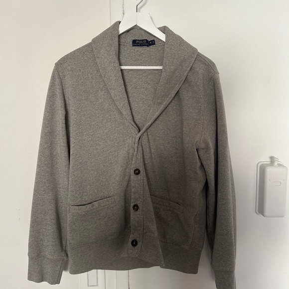 Polo Ralph Lauren light Gray Shawl Collar Cardigan medium - Picture 1 of 5